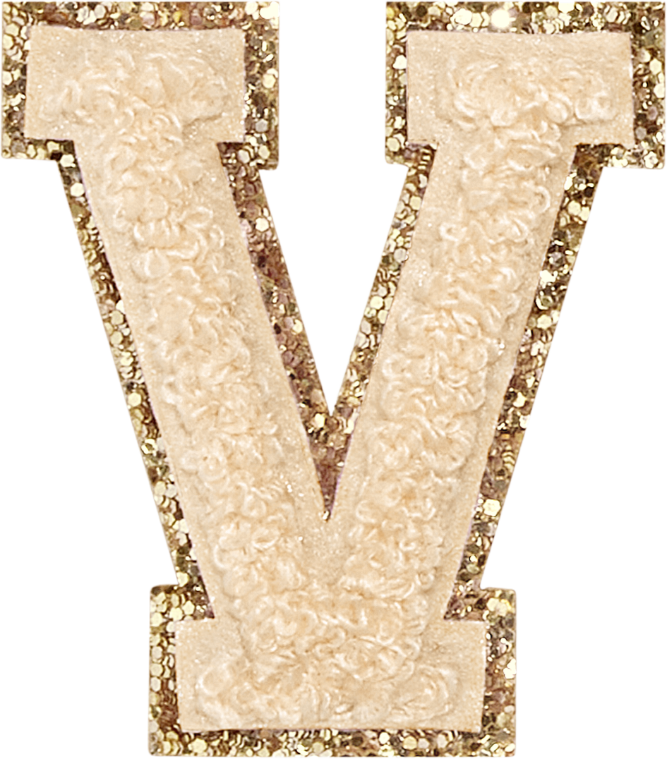 Sand Glitter Varsity Letter Patches