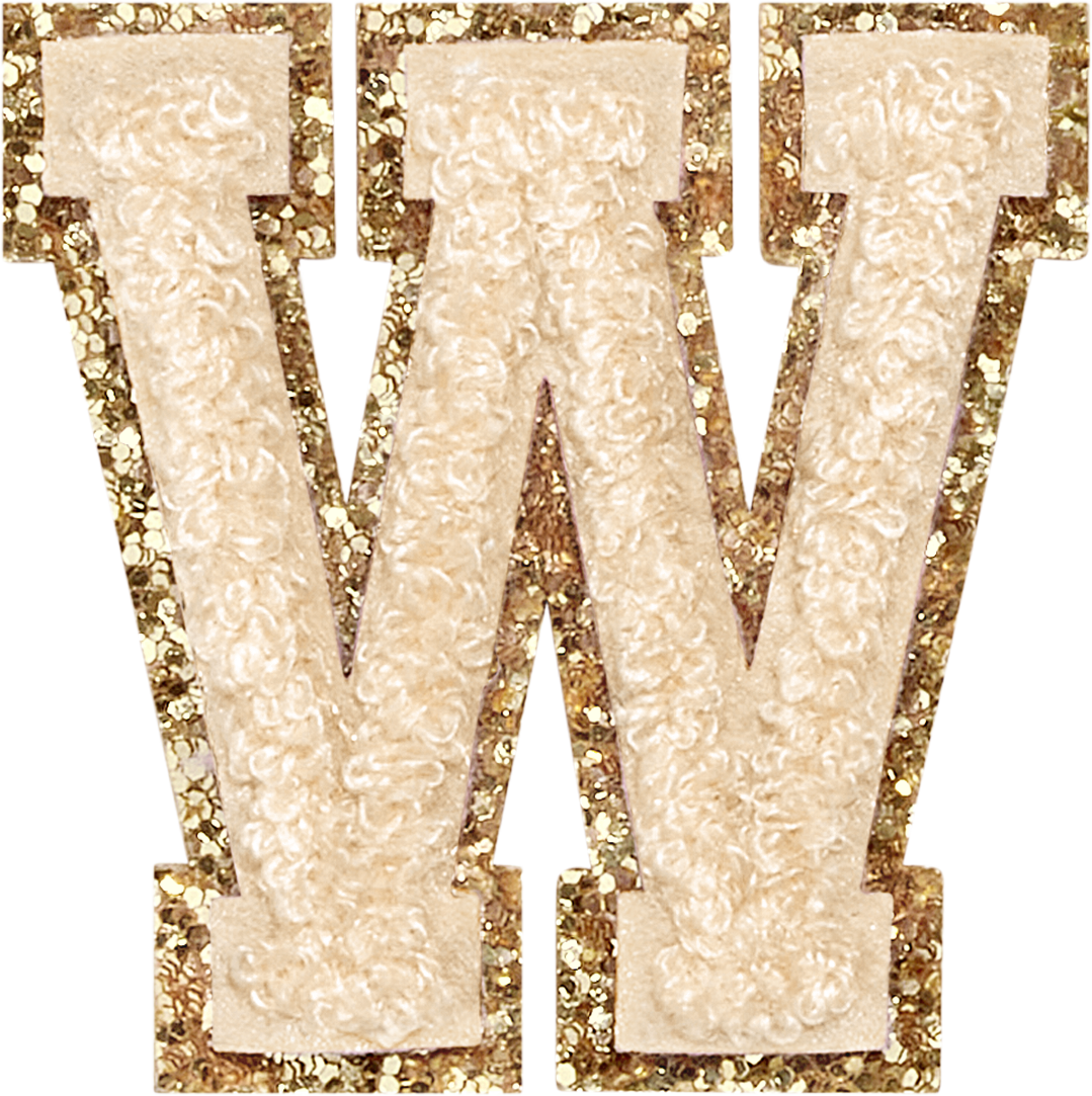 Sand Glitter Varsity Letter Patches