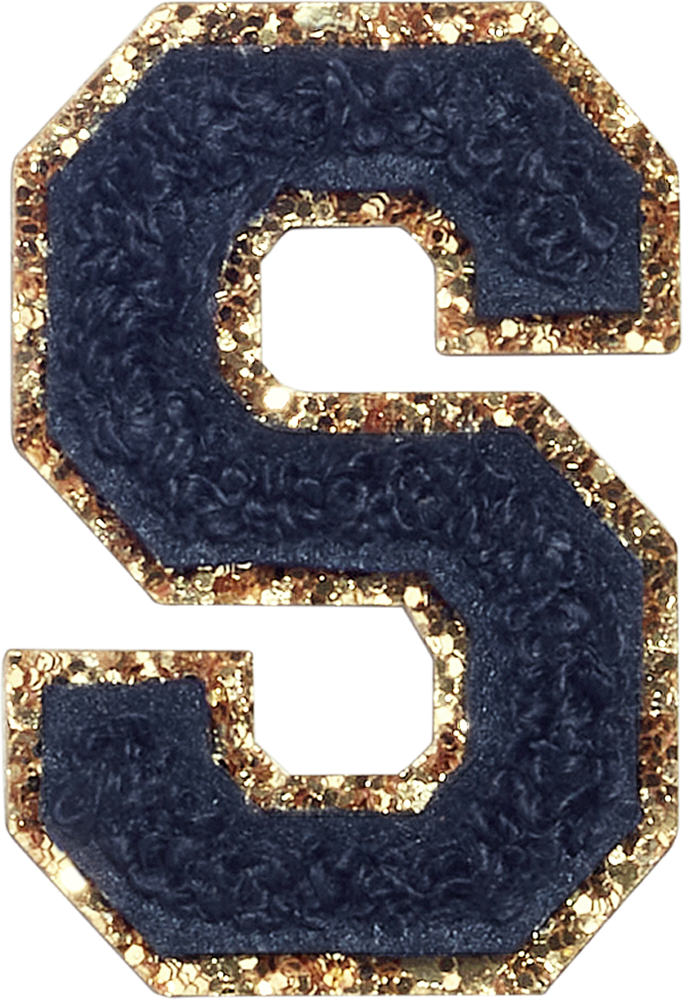 Sapphire Glitter Varsity Letter Patches