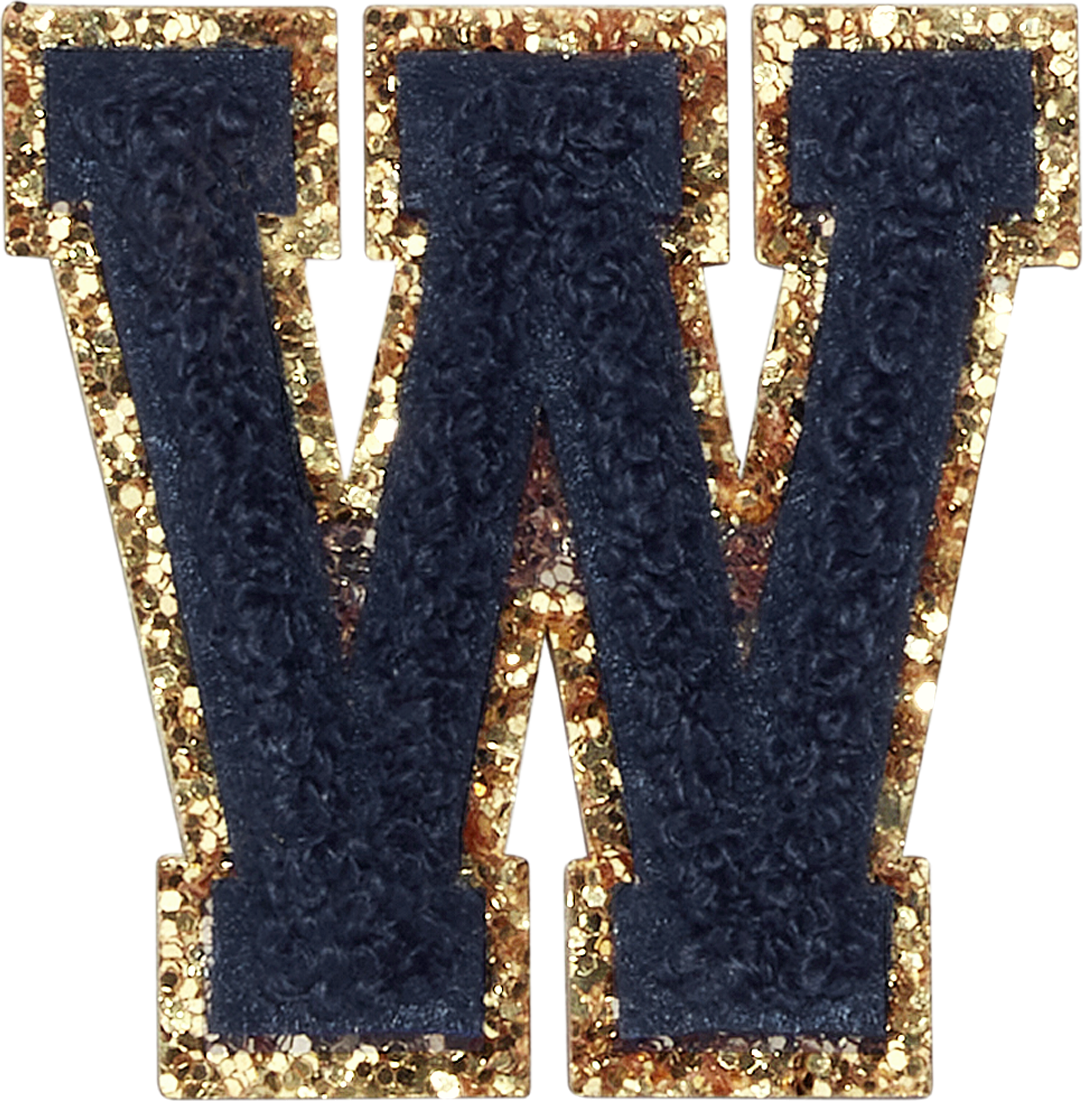 Sapphire Glitter Varsity Letter Patches