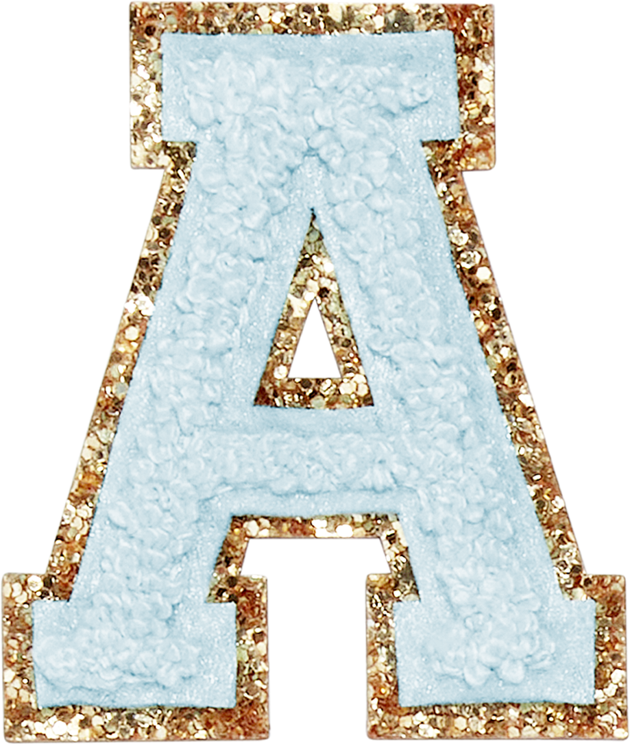 Sky Glitter Varsity Letter Patches