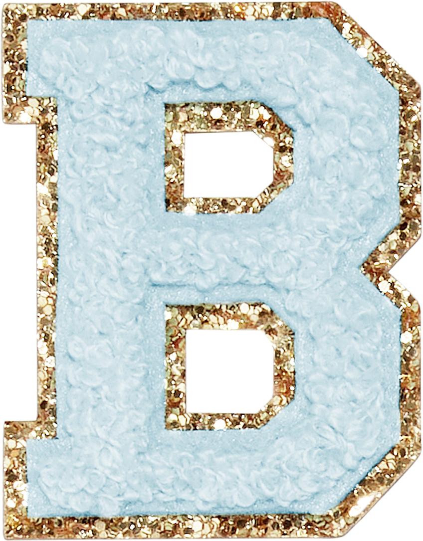 Sky Glitter Varsity Letter Patches