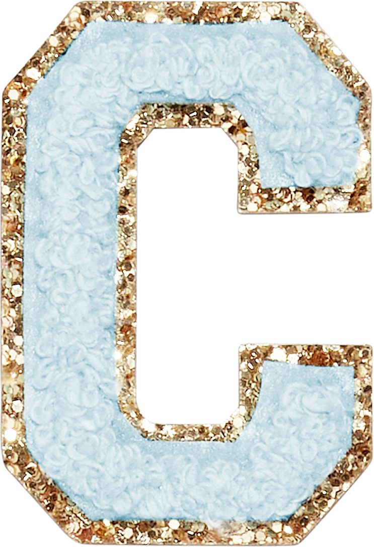 Sky Glitter Varsity Letter Patches