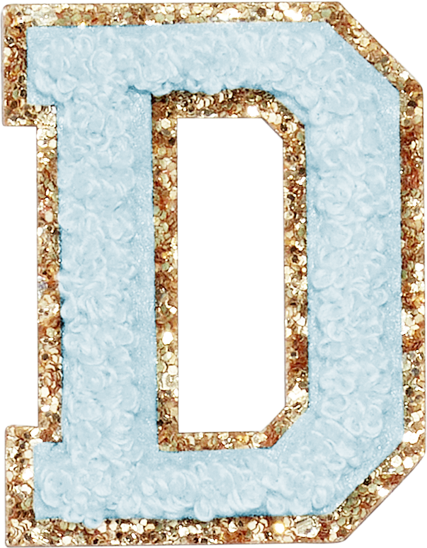 Sky Glitter Varsity Letter Patches