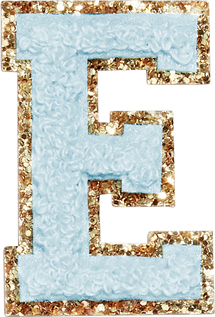 Sky Glitter Varsity Letter Patches
