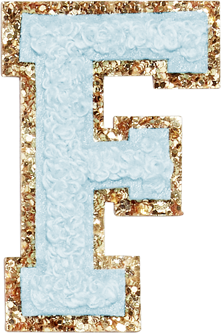 Sky Glitter Varsity Letter Patches
