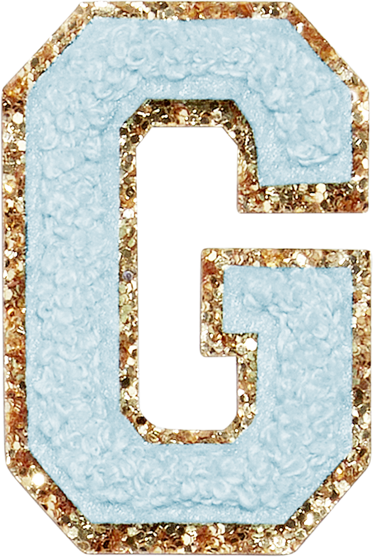 Sky Glitter Varsity Letter Patches