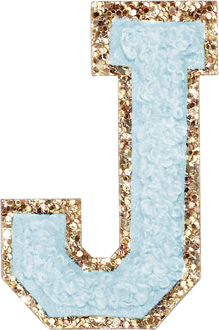 Sky Glitter Varsity Letter Patches