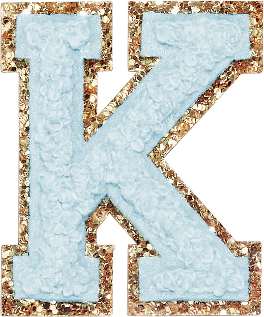 Sky Glitter Varsity Letter Patches