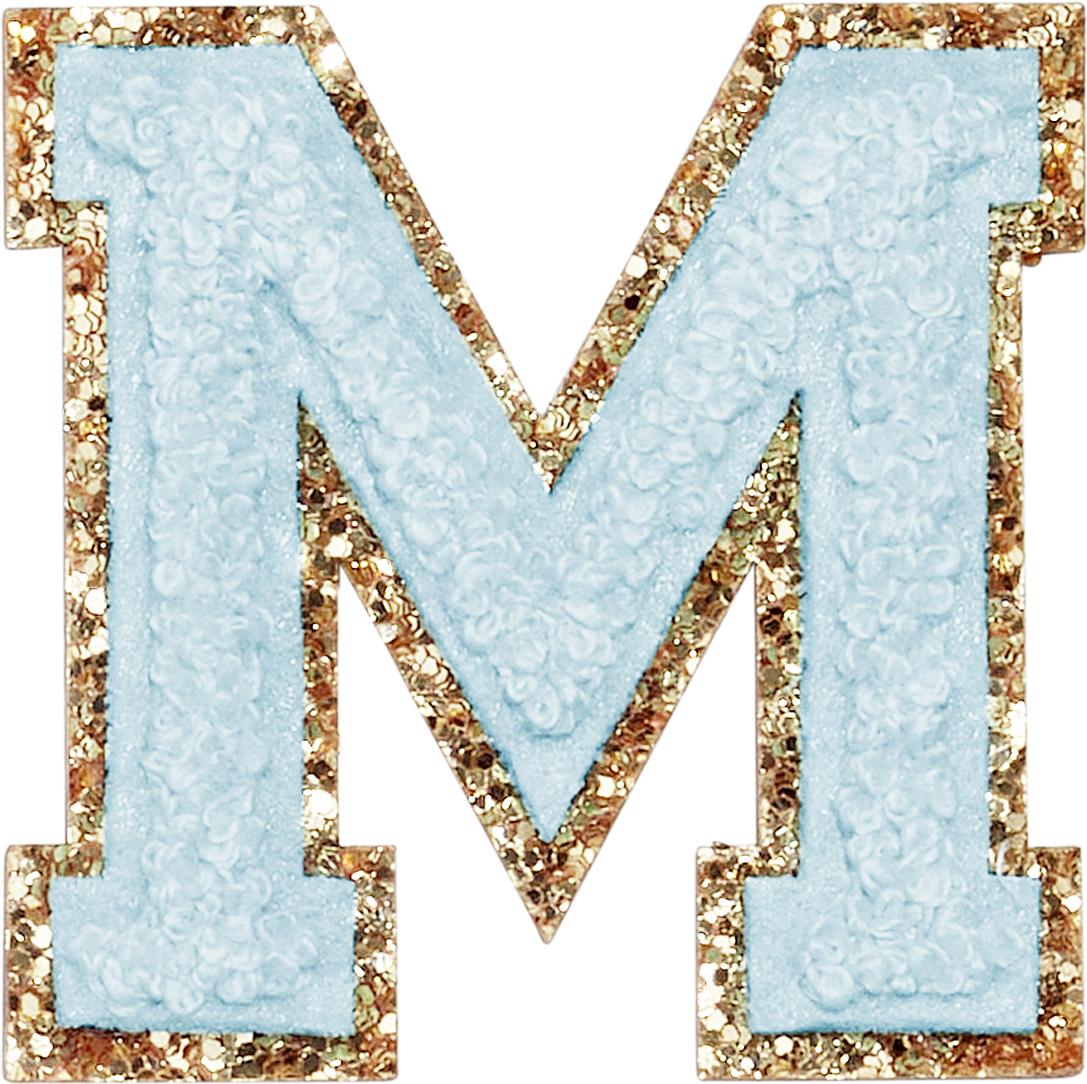 Sky Glitter Varsity Letter Patches
