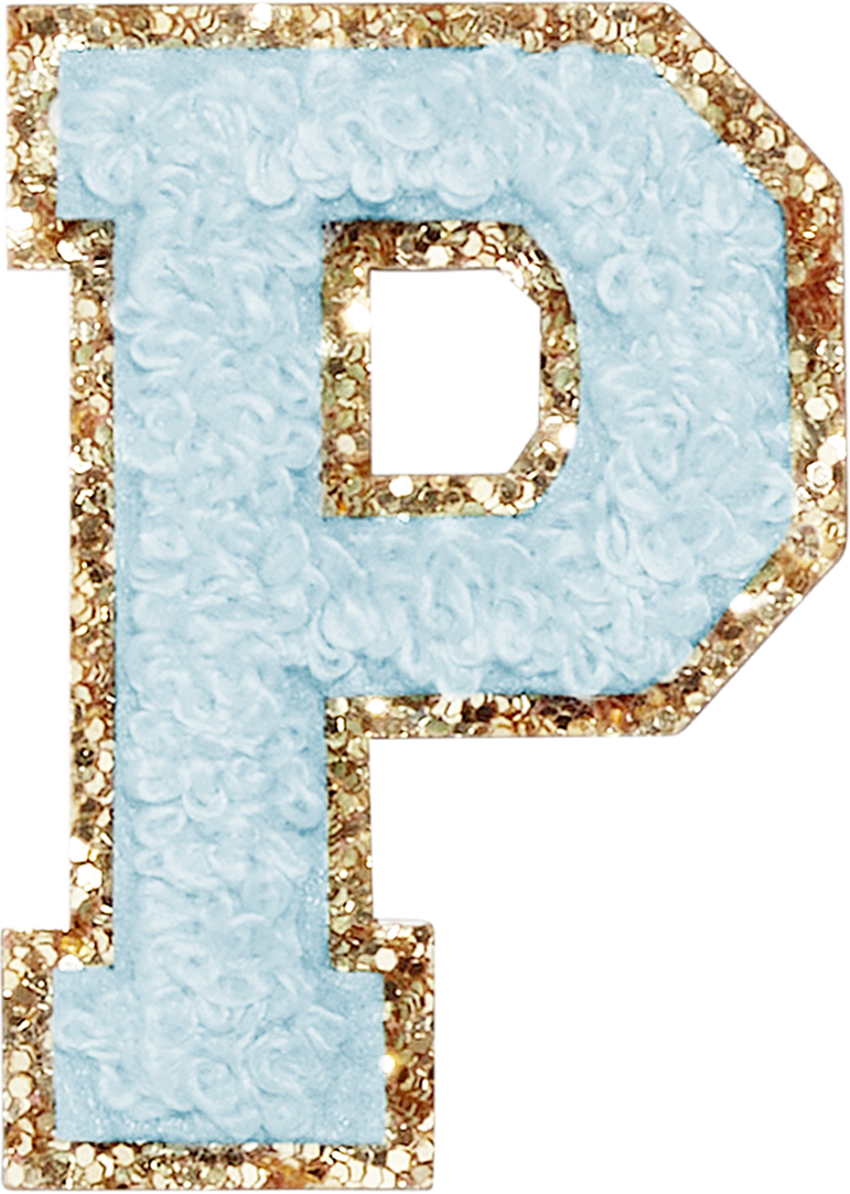 Sky Glitter Varsity Letter Patches