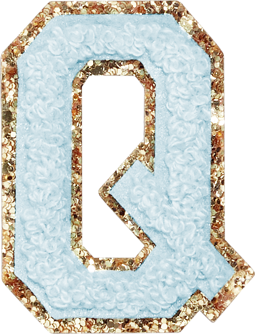 Sky Glitter Varsity Letter Patches
