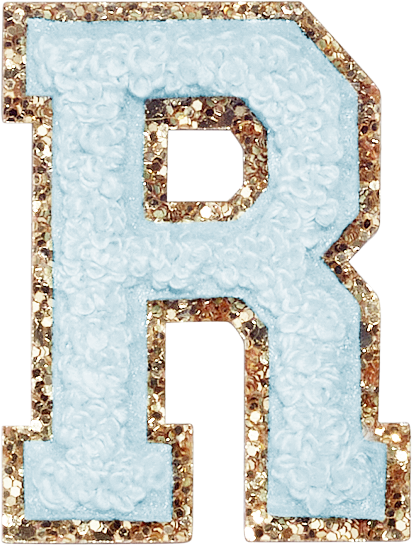 Sky Glitter Varsity Letter Patches