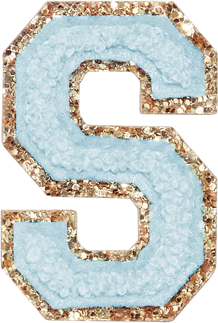 Sky Glitter Varsity Letter Patches