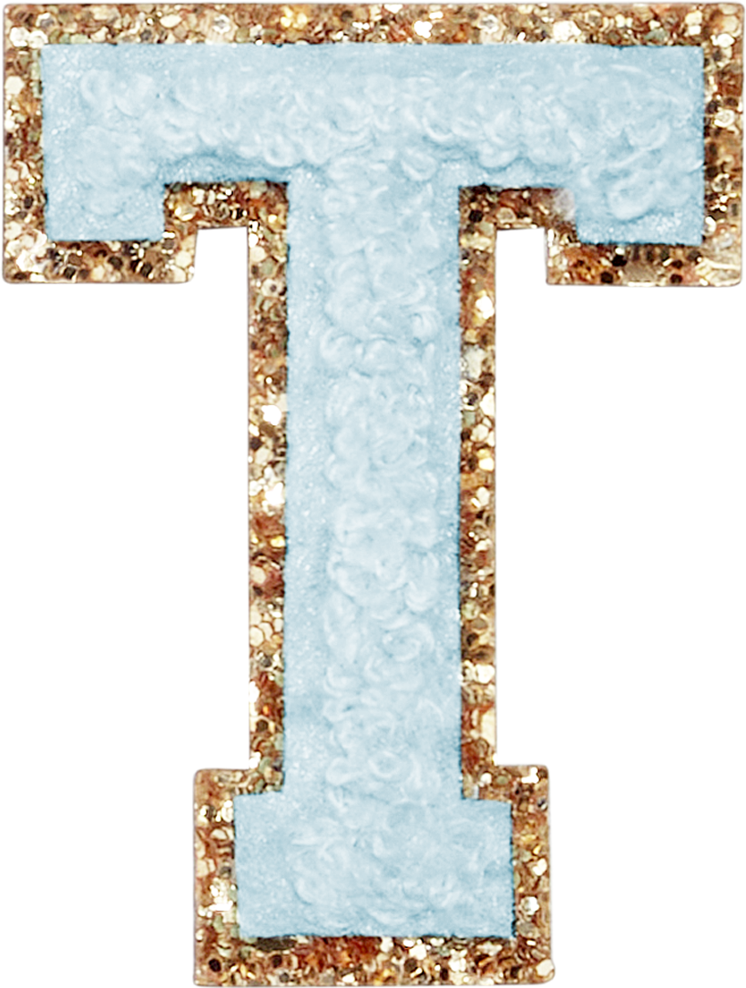 Sky Glitter Varsity Letter Patches