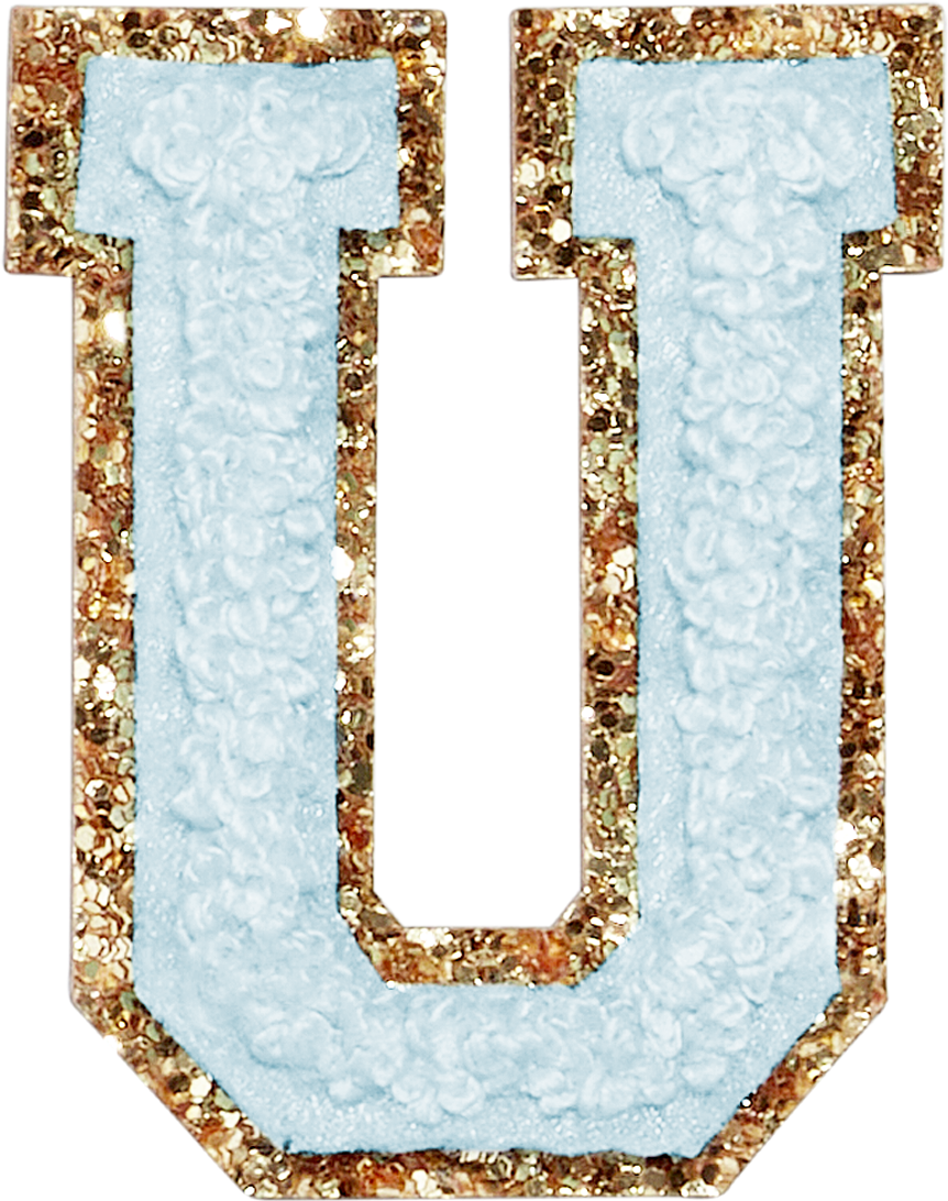 Sky Glitter Varsity Letter Patches