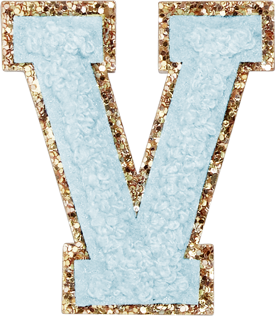 Sky Glitter Varsity Letter Patches