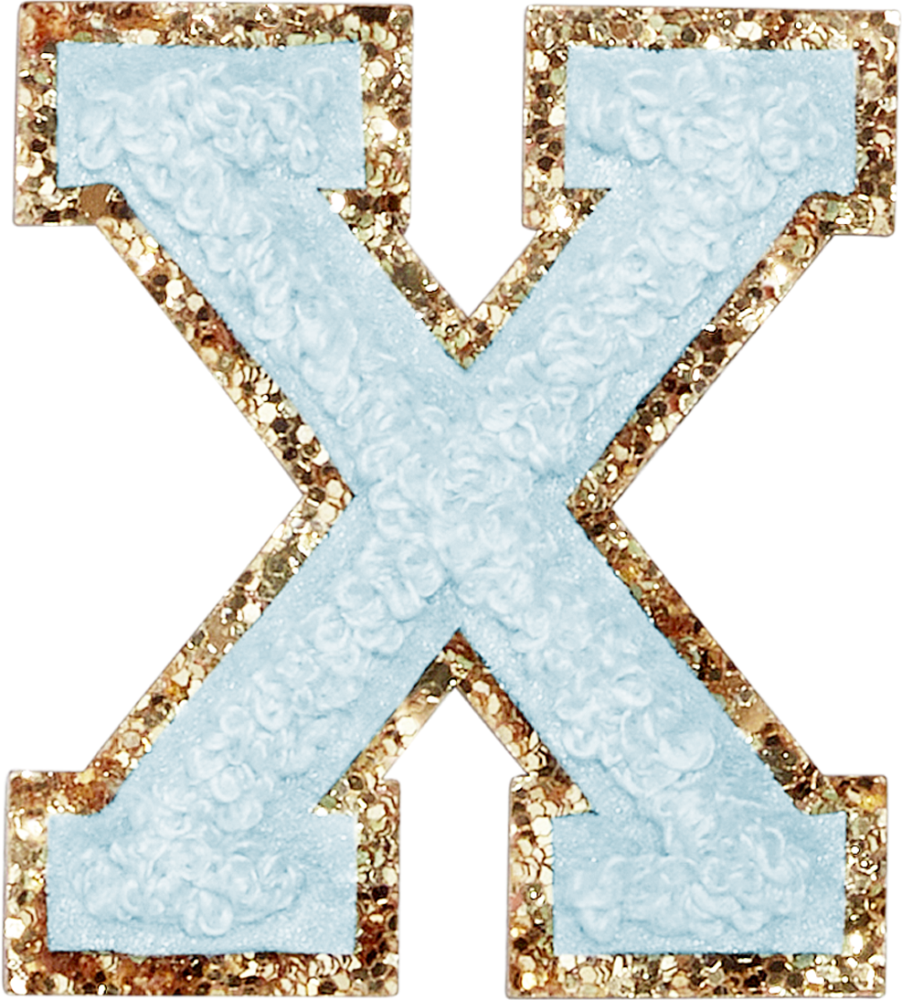 Sky Glitter Varsity Letter Patches