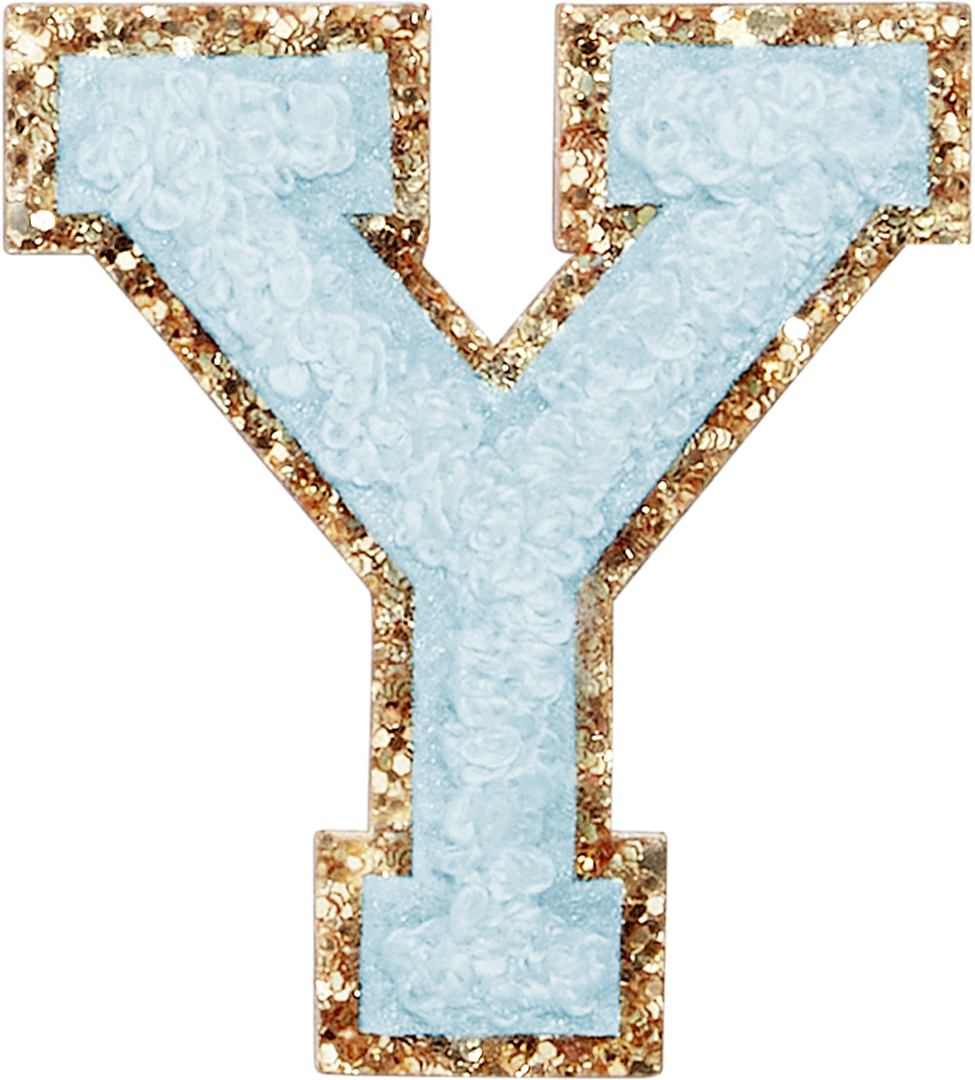 Sky Glitter Varsity Letter Patches