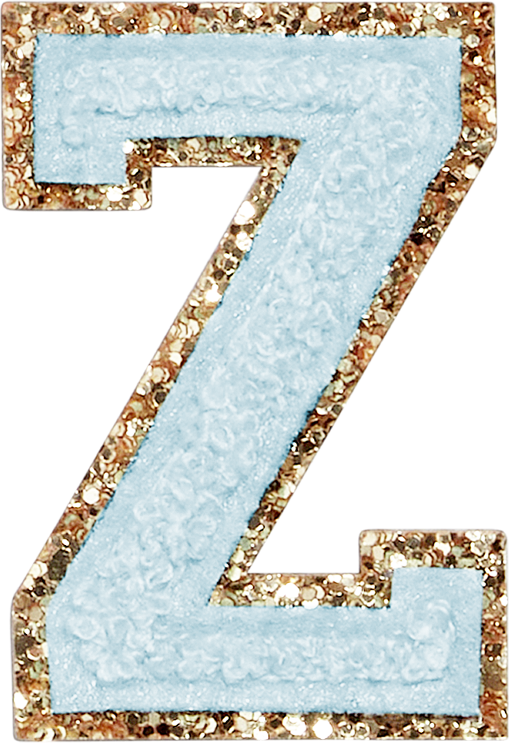 Sky Glitter Varsity Letter Patches
