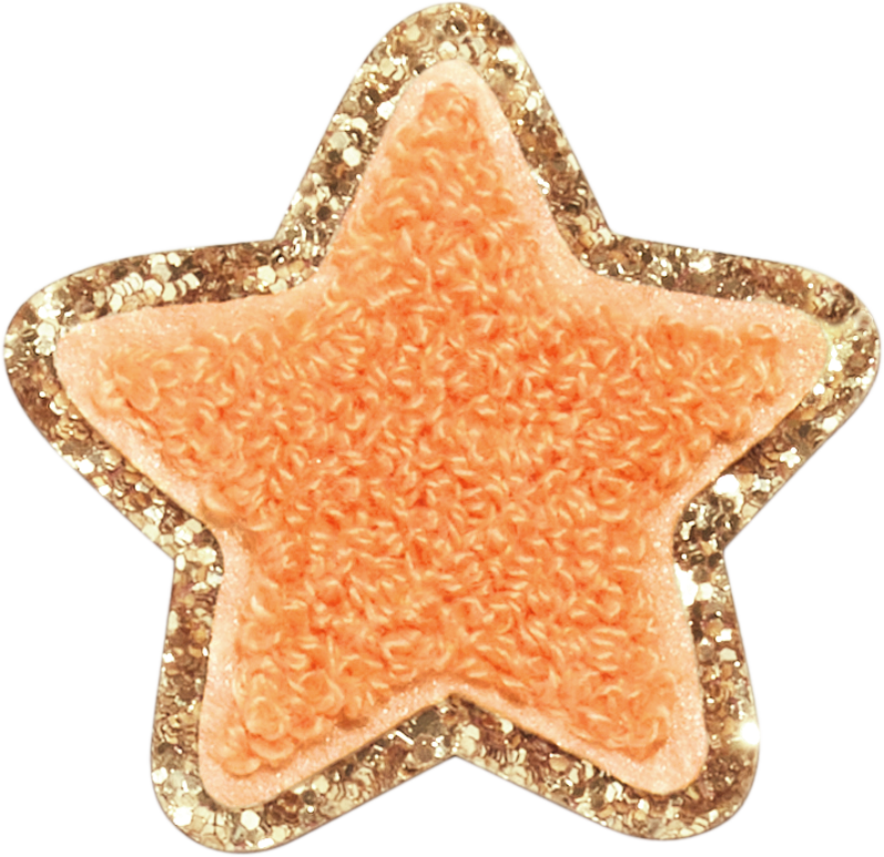 Peach Glitter Varsity Star Patch