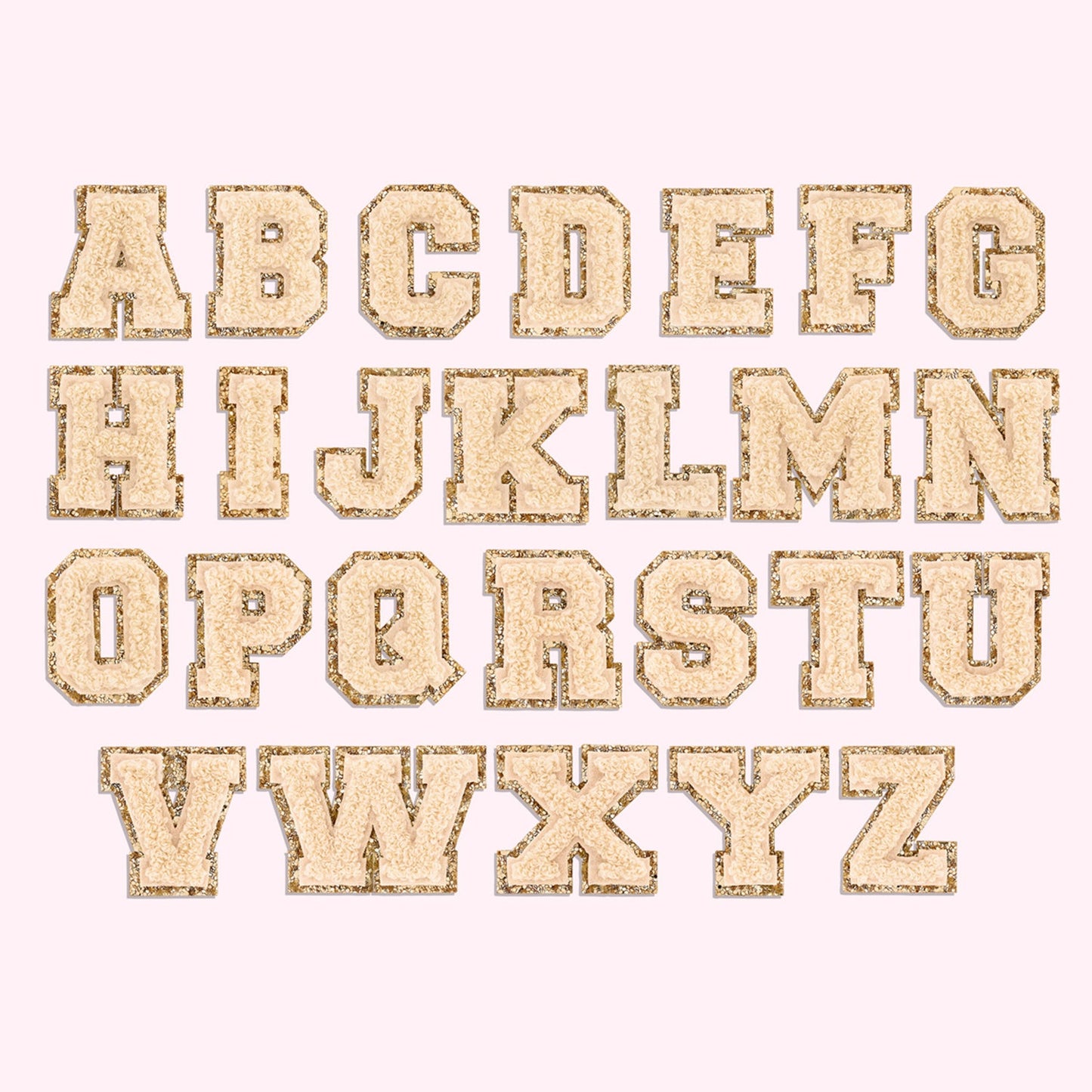 Sand Mini Glitter Varsity Letter Patch