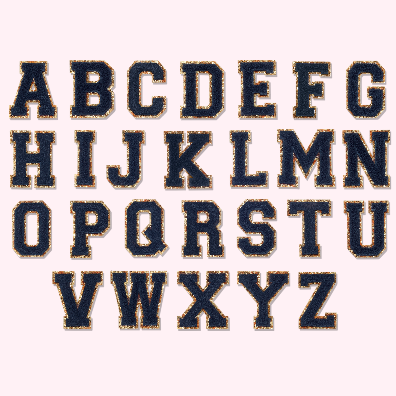 Sapphire Glitter Varsity Letter Patches