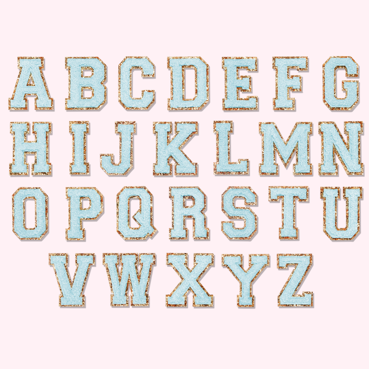 Sky Glitter Varsity Letter Patches