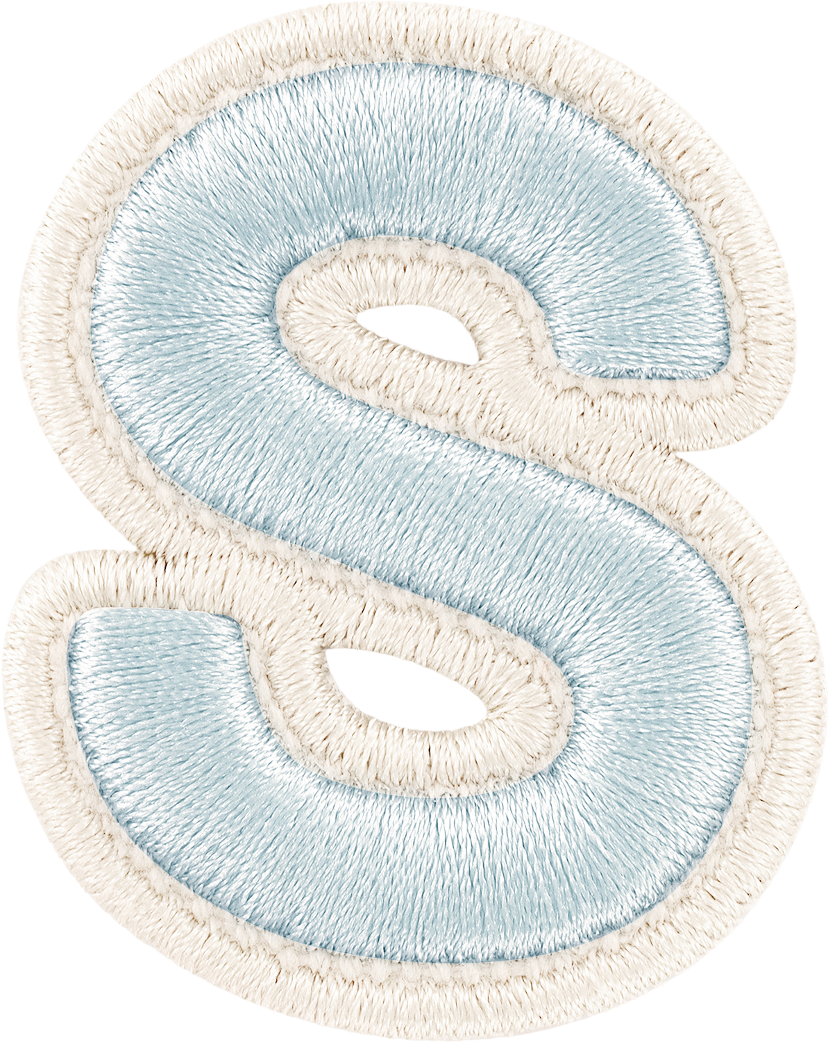 Sky Rolled Embroidery Letter Patches