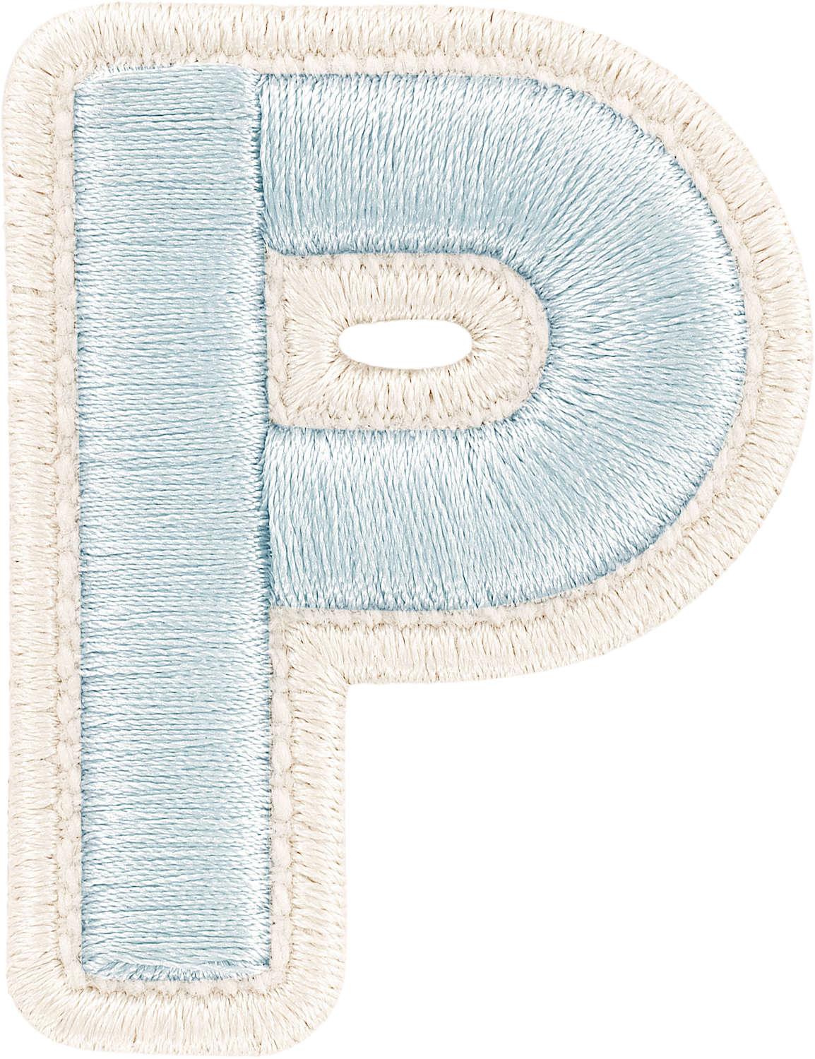 Sky Rolled Embroidery Letter Patches