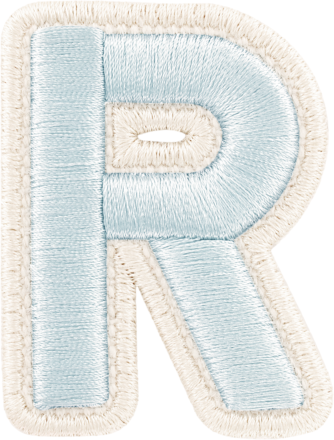 Sky Rolled Embroidery Letter Patches