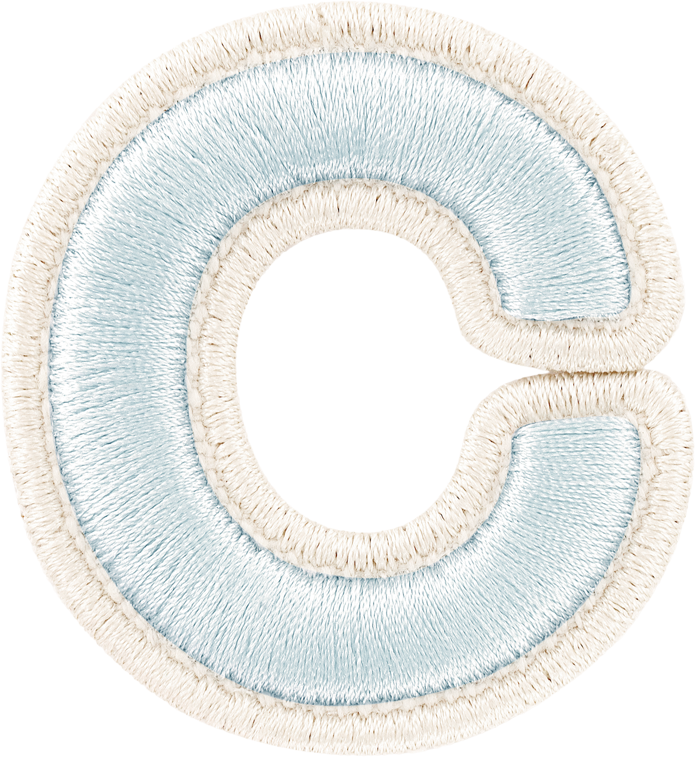 Sky Rolled Embroidery Letter Patches