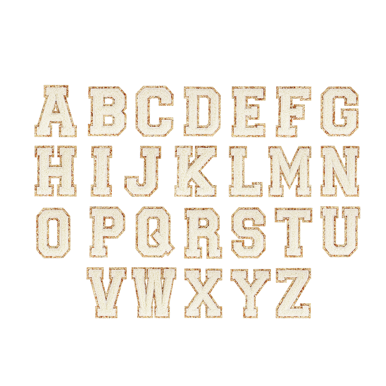 Buttercream Glitter Varsity Letter Patches