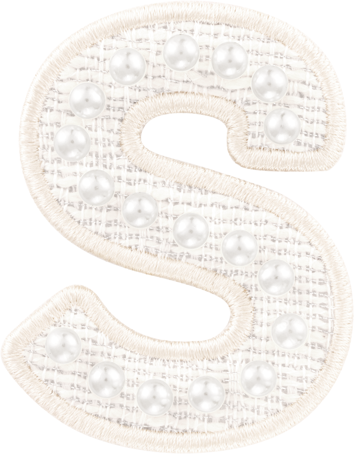 White Pearl Letter Patch | Embroidered Sticker Patches - Stoney Clover Lane
