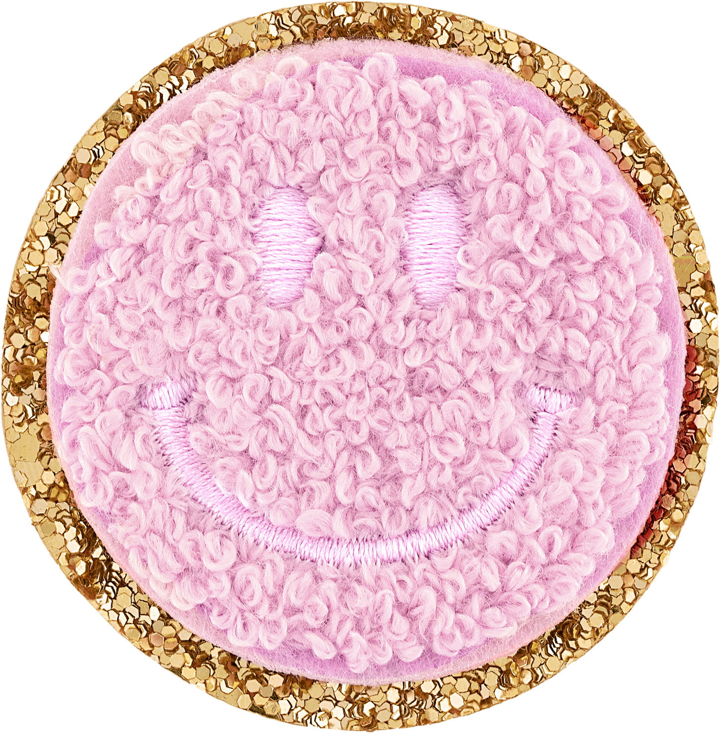 Flamingo Glitter Varsity Smiley Face Patch