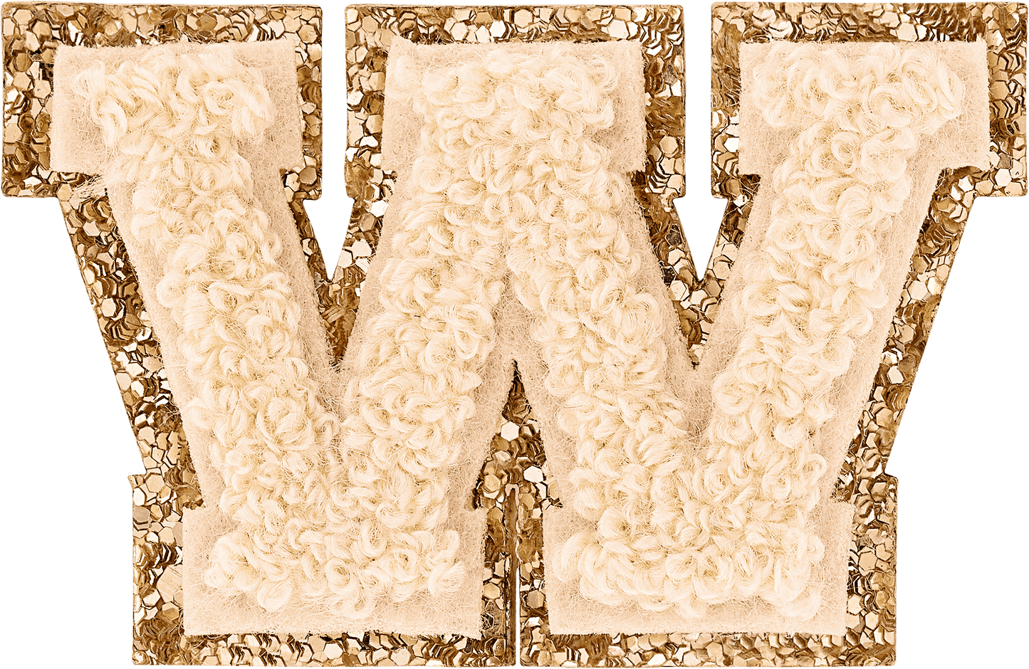 Sand Mini Glitter Varsity Letter Patch