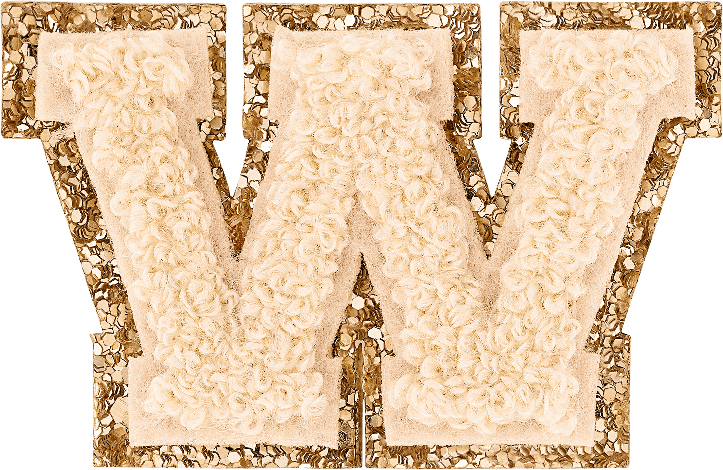 Sand Mini Glitter Varsity Letter Patch