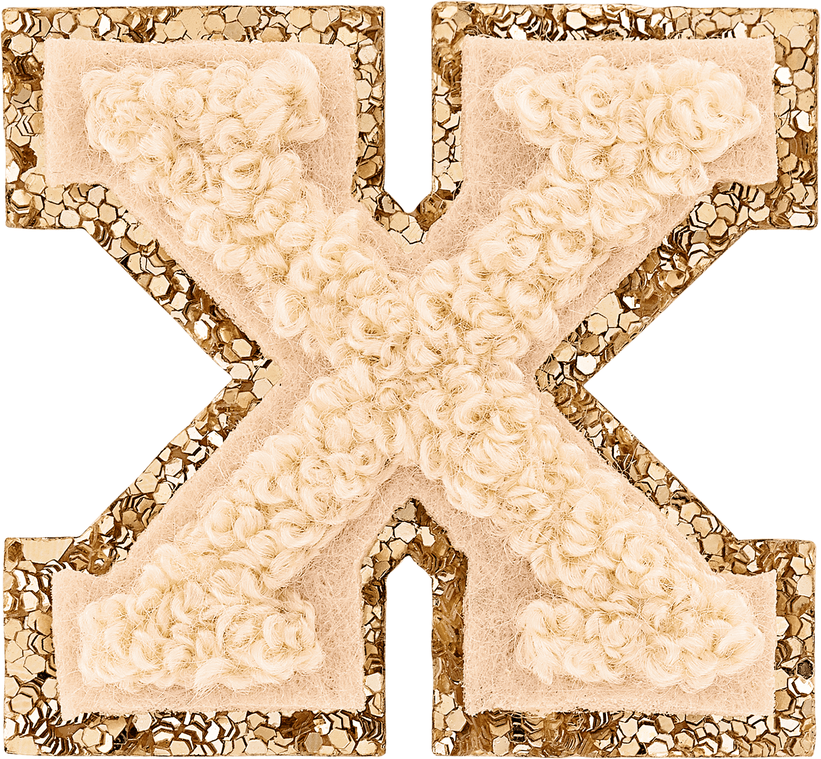 Sand Mini Glitter Varsity Letter Patch