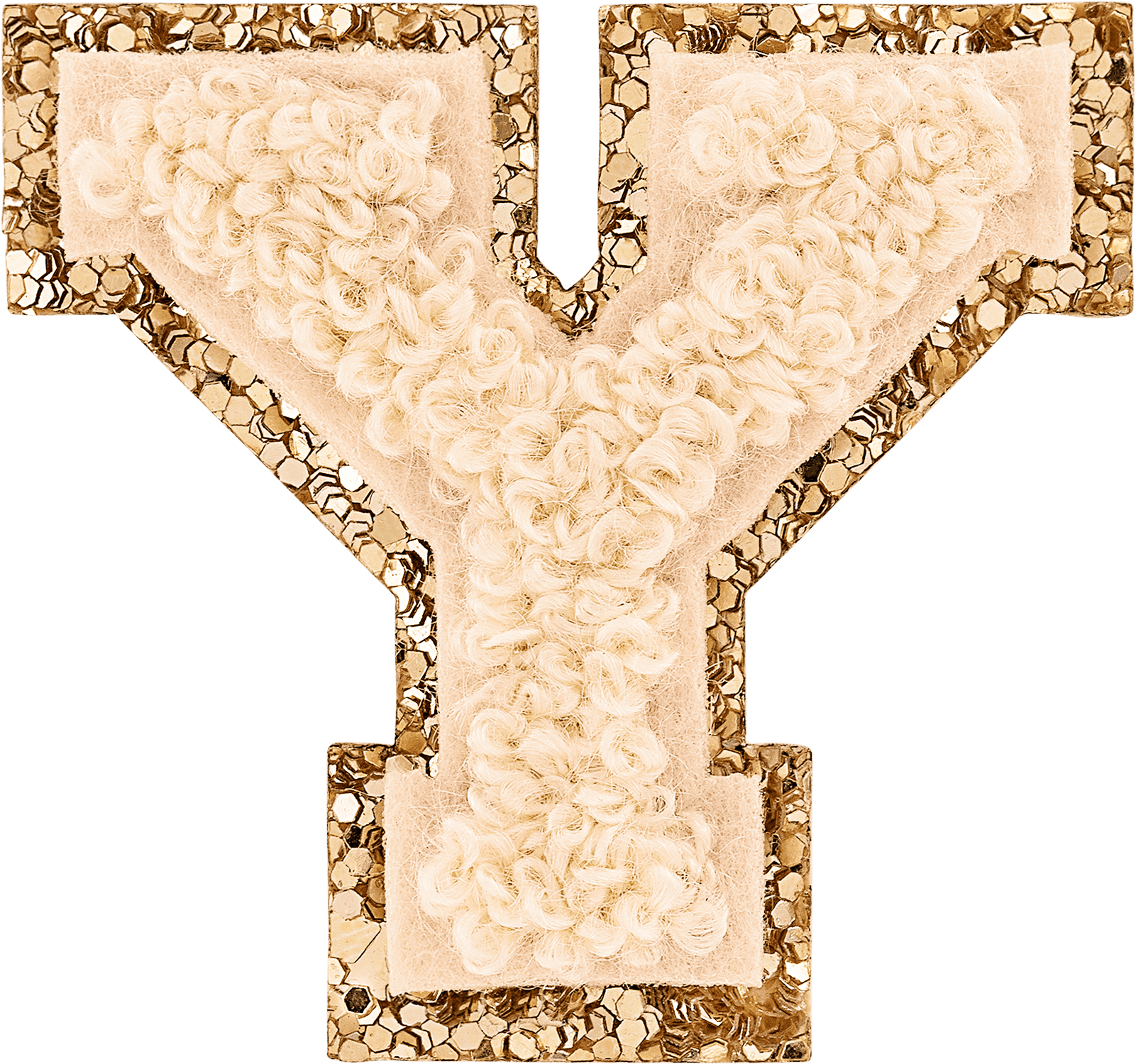 Sand Mini Glitter Varsity Letter Patch