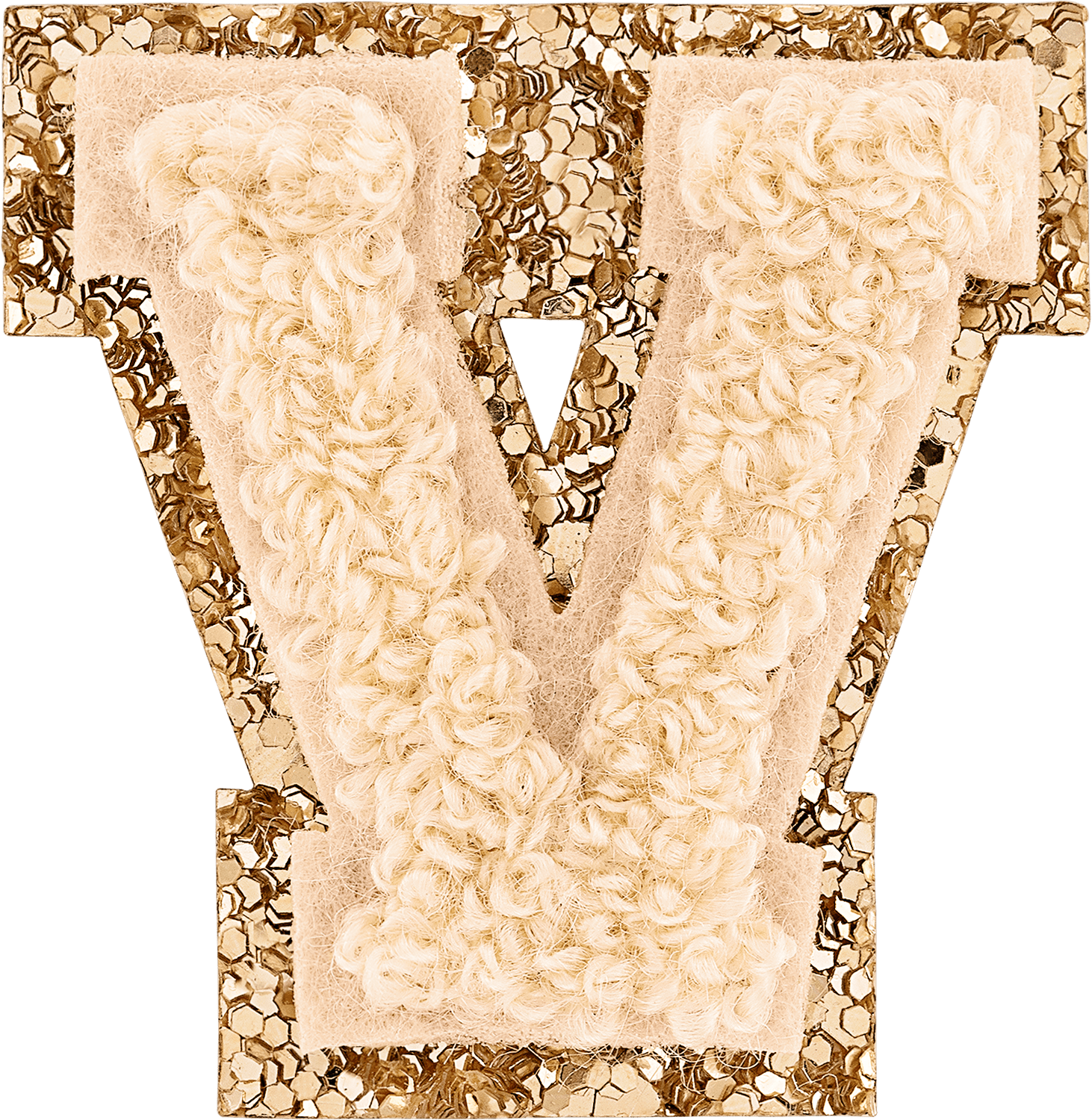 Sand Mini Glitter Varsity Letter Patch