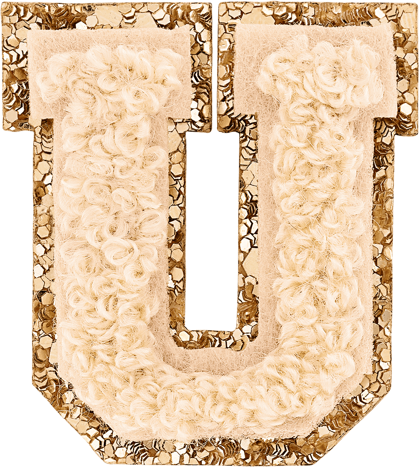 Sand Mini Glitter Varsity Letter Patch
