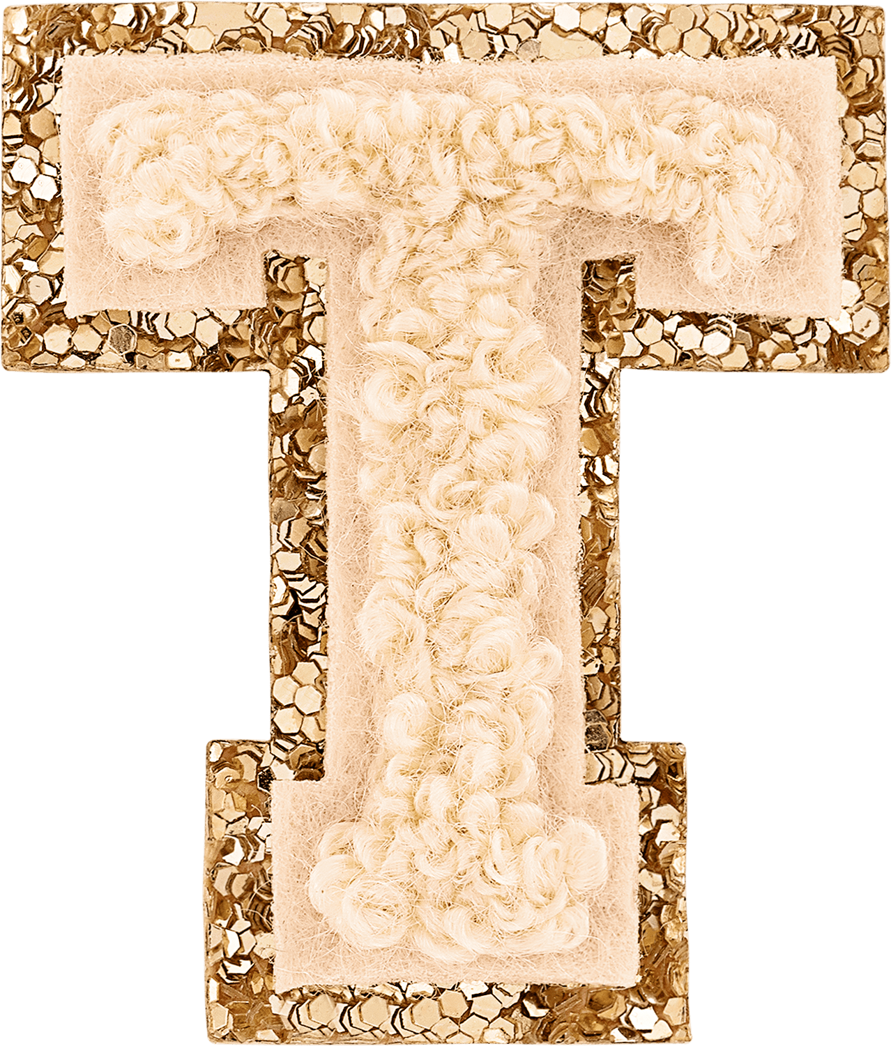 Sand Mini Glitter Varsity Letter Patch