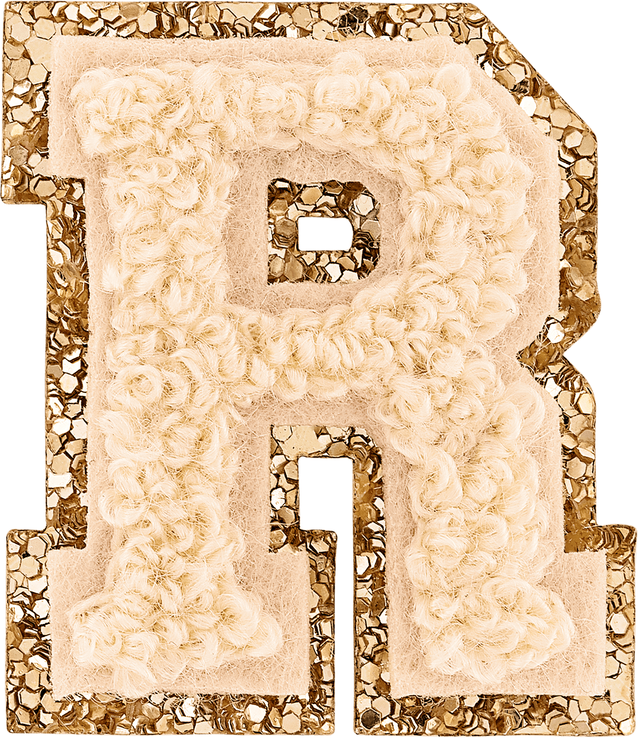 Sand Mini Glitter Varsity Letter Patch