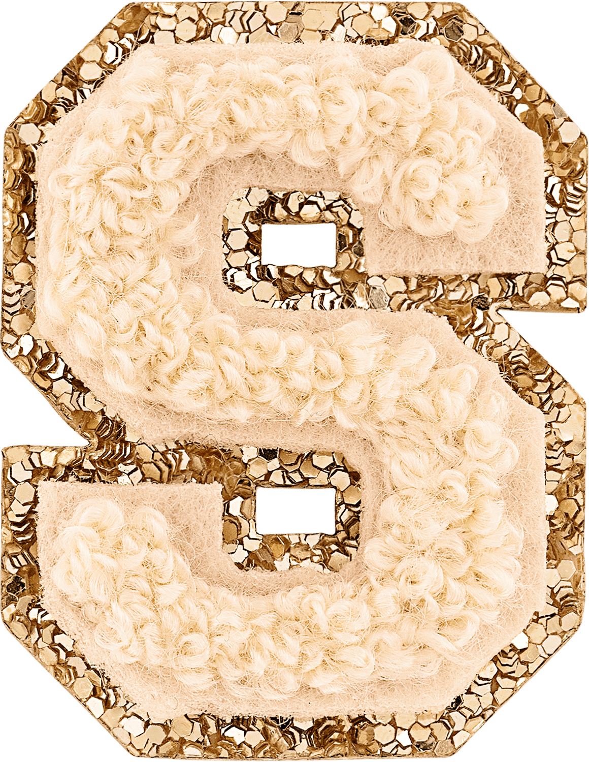 Sand Mini Glitter Varsity Letter Patch