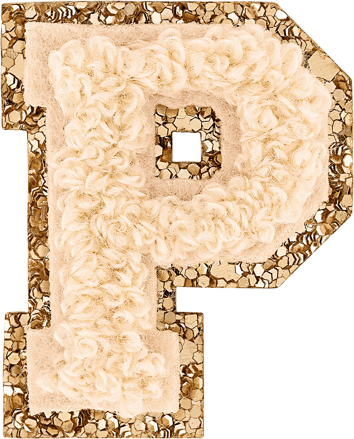 Sand Mini Glitter Varsity Letter Patch