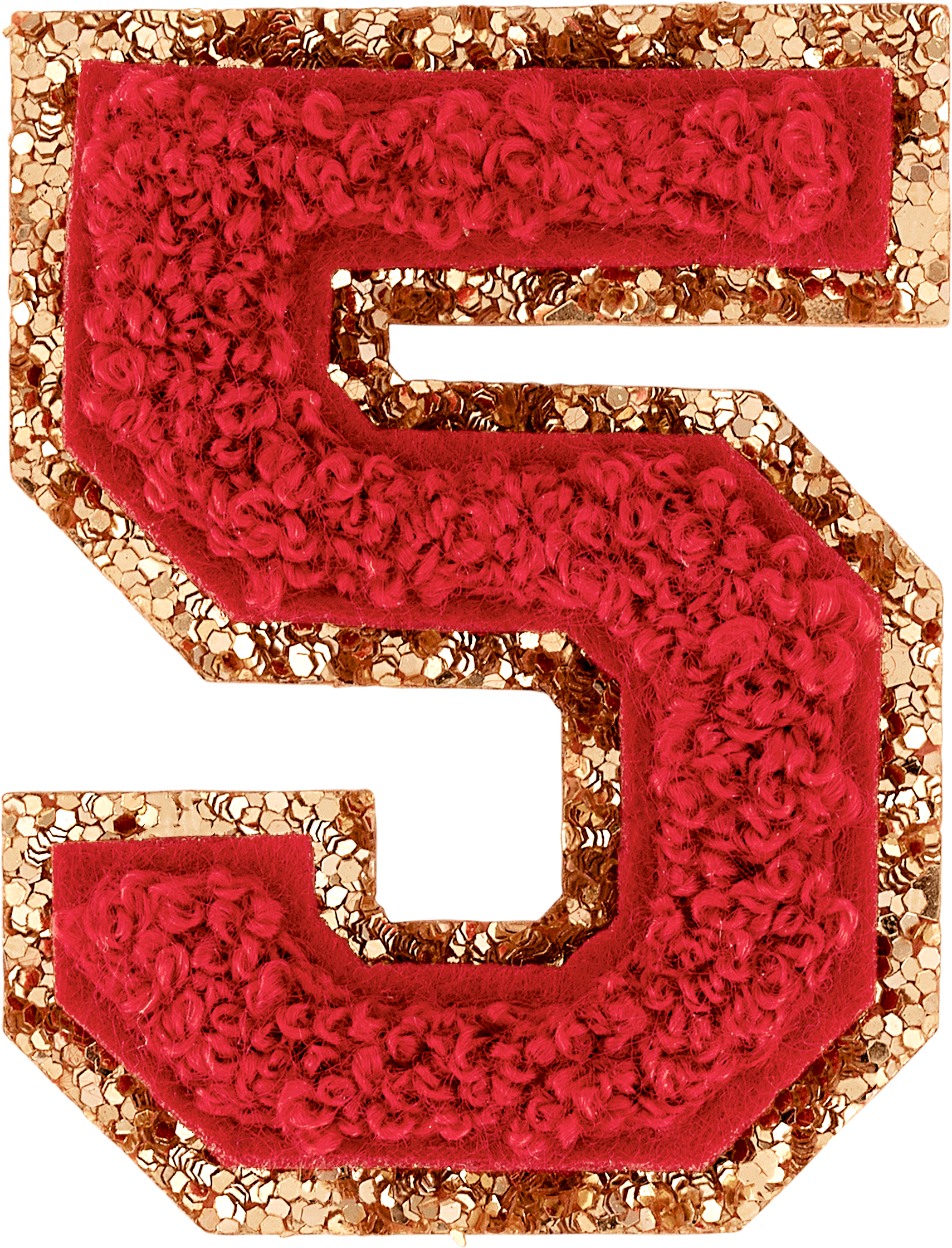 Ruby Glitter Varsity Number Patch