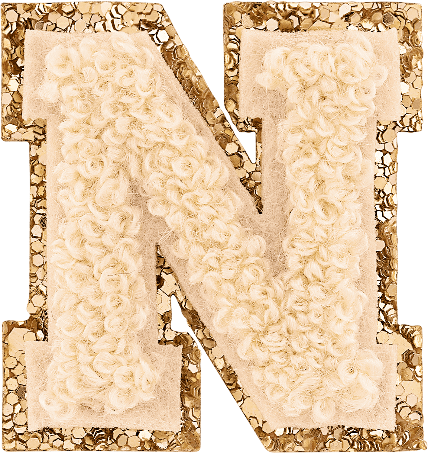Sand Mini Glitter Varsity Letter Patch