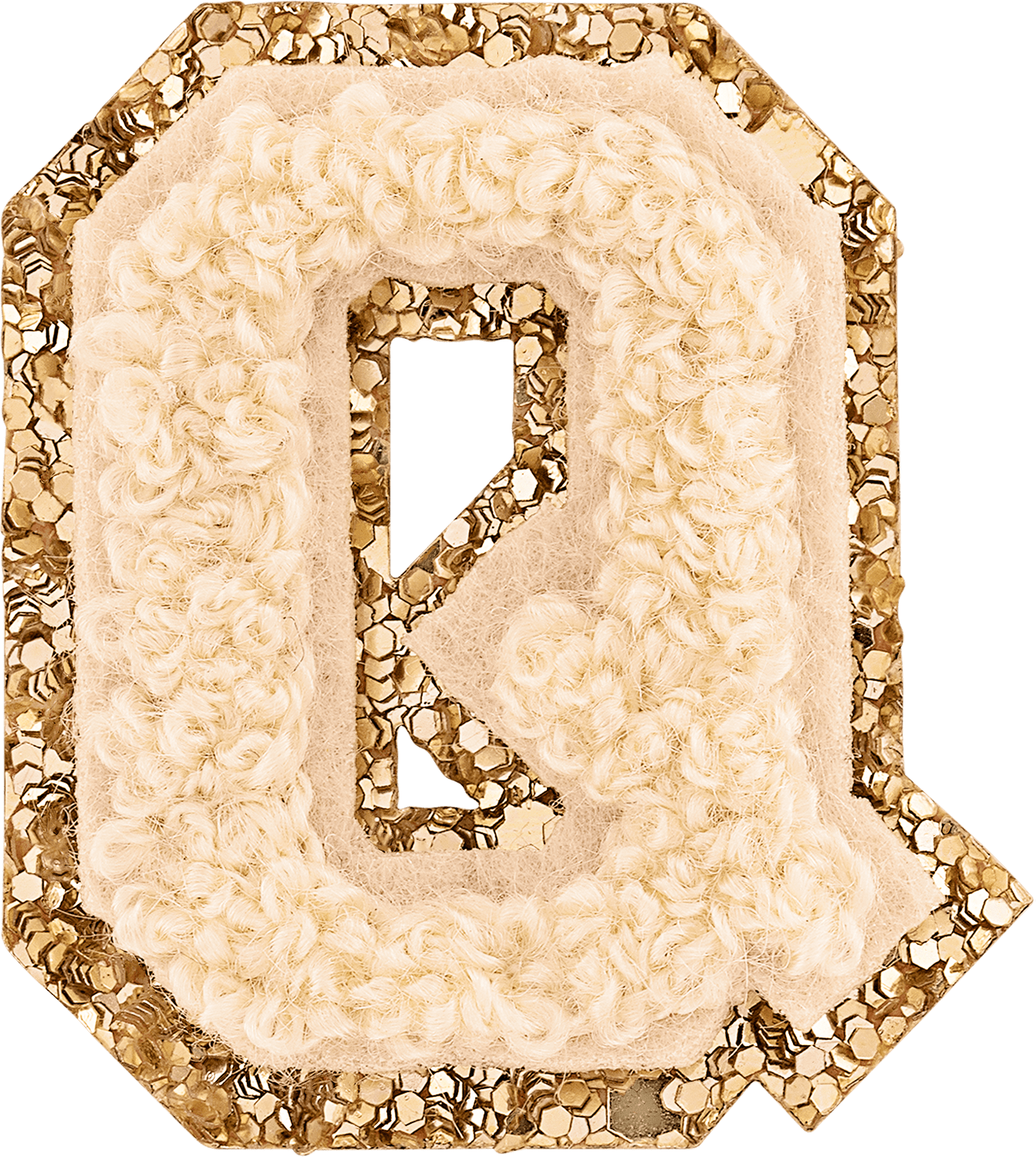 Sand Mini Glitter Varsity Letter Patch