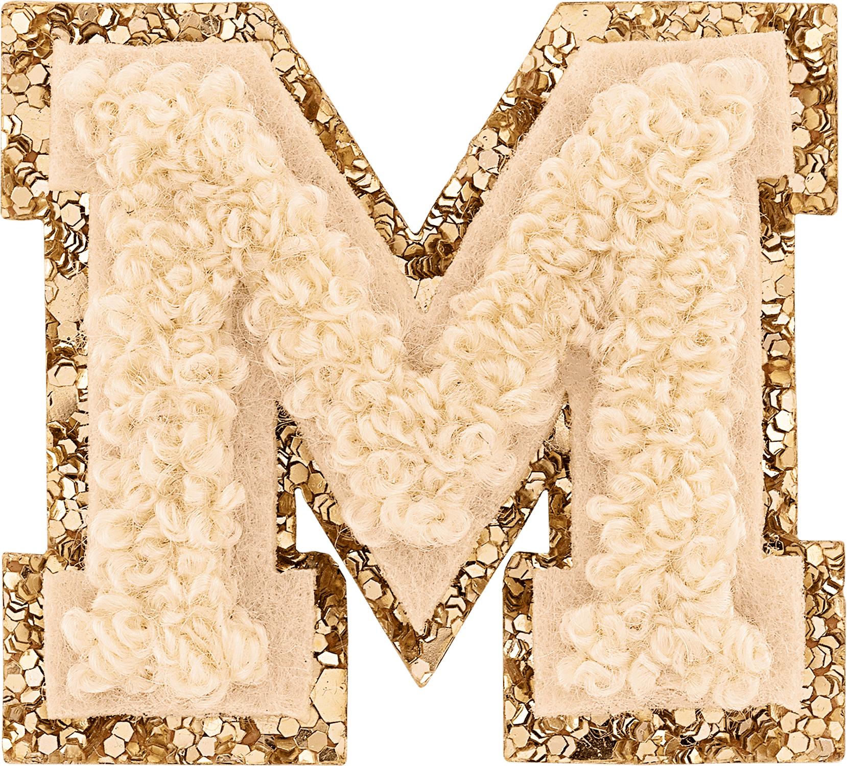 Sand Mini Glitter Varsity Letter Patch