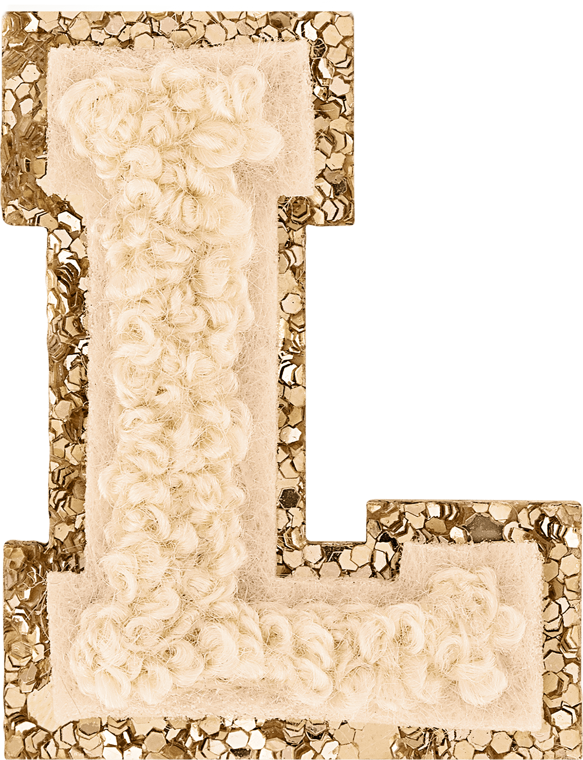 Sand Mini Glitter Varsity Letter Patch